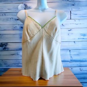 Silk cami with beaded stitching